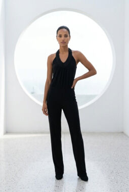 BodyC Beaded Halter Neck Sleeveless Black Jumpsuit